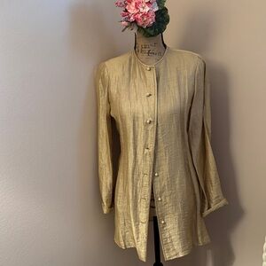 Dana Bachman gold linen duster jacket